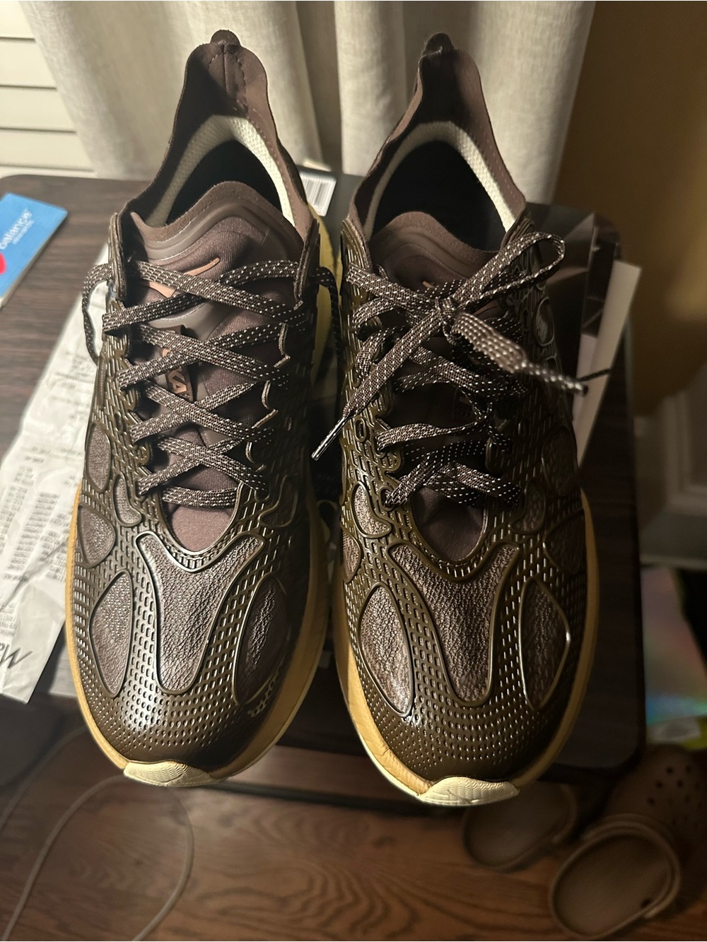 Hoka Brown Mach x Caged shoes